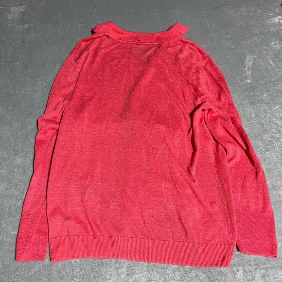 Chicos Top Womens‎ XL Pink Polo Neck Pullover Linen Sweater Coastal Beach Tunic - Picture 6 of 6